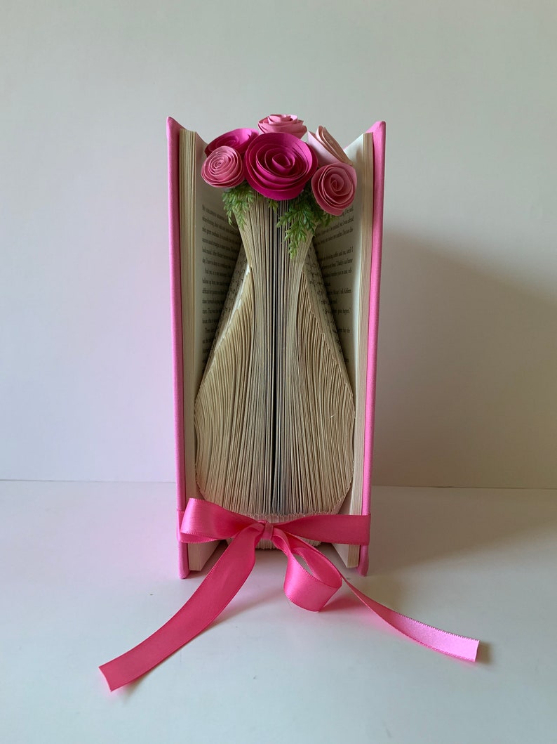 Vase sculpture Paper flowers Book sculpture Paper anniversary Etsy