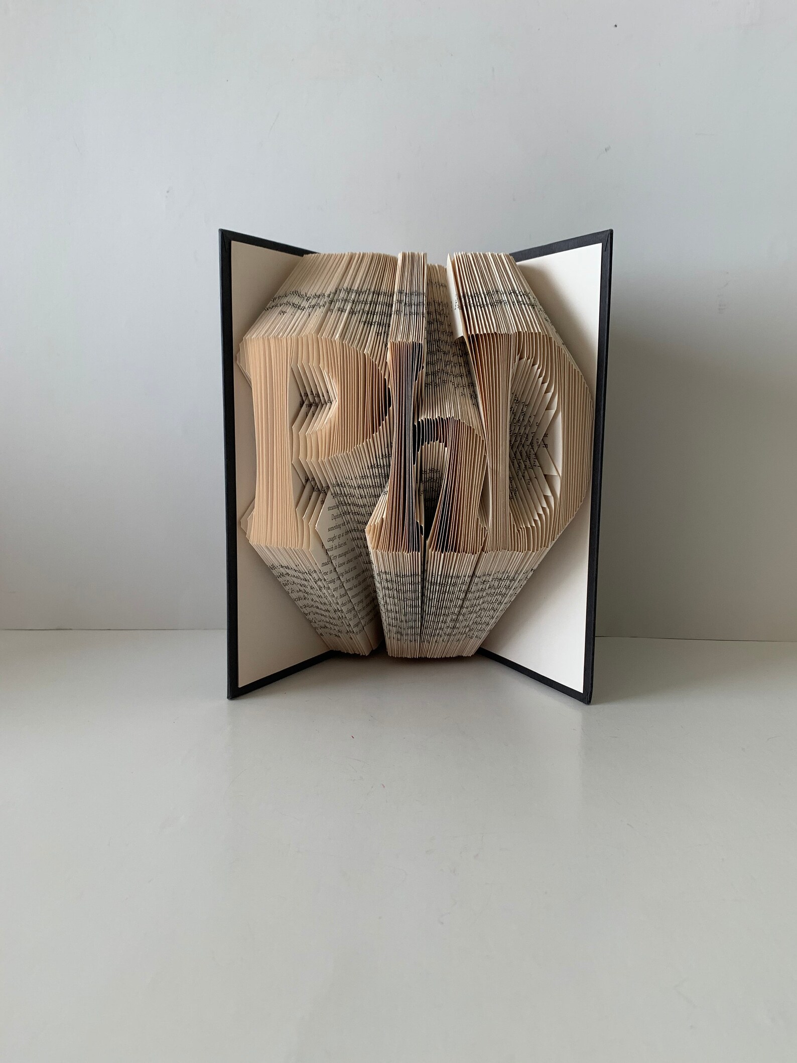 Folded book pages into letters Carved pages PhD book sculpture | Etsy