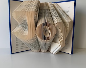 Joy Sculpture, Joy Book Fold, Unique Present, Paper Anniversary, Book Word Art, for Book Lover, Joy to the World, Home Decor, Birthday Gift
