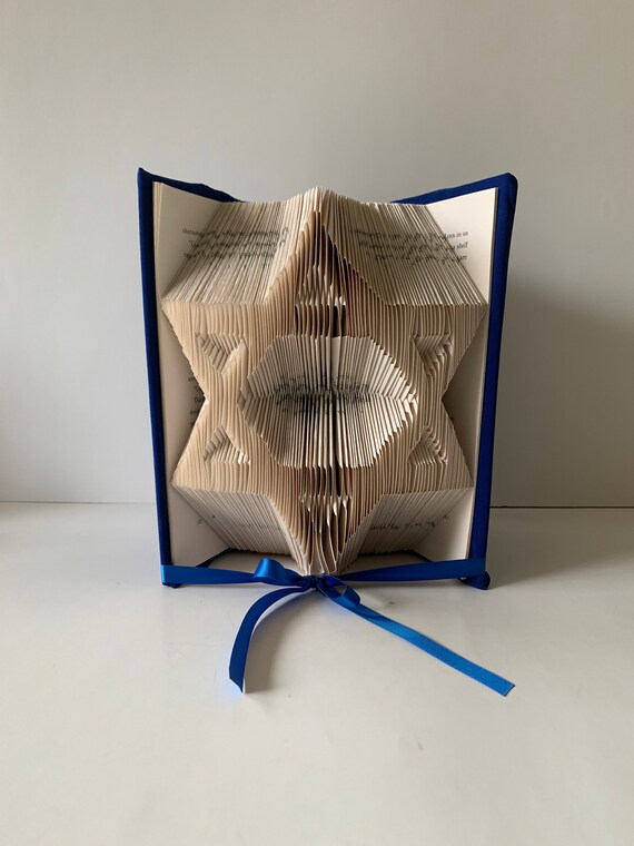 Star Of David Book Fold Bar Mitzvah Decor Table Centerpiece Book Sculpture Religion Art Mitzvah Centerpiece Bat Mitzvah Origami Art