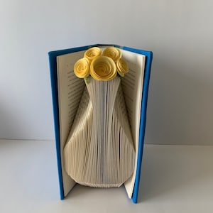 Folded Book Art, Vase Sculpture, Paper Flowers, Unique Book Art, Gift for Her, Flower Gift, For Book Lover, Vase Flowers Gift, Hostess Gift image 8