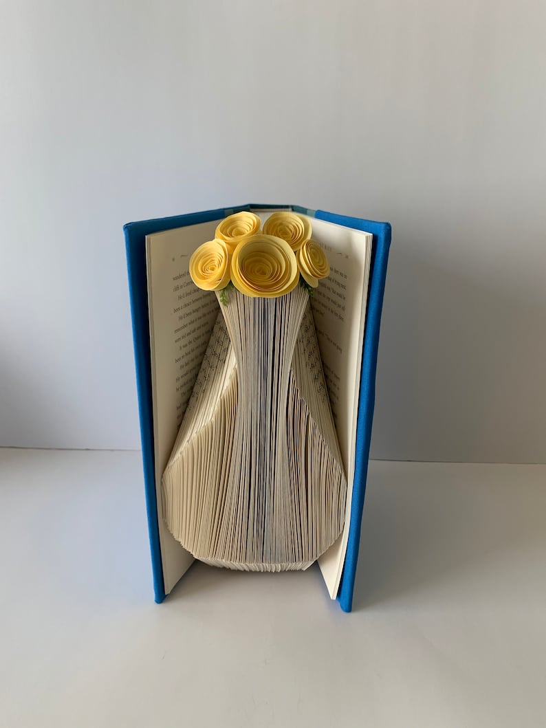 Folded Book Art, Vase Sculpture, Paper Flowers, Unique Book Art, Gift for Her, Flower Gift, For Book Lover, Vase Flowers Gift, Hostess Gift image 8