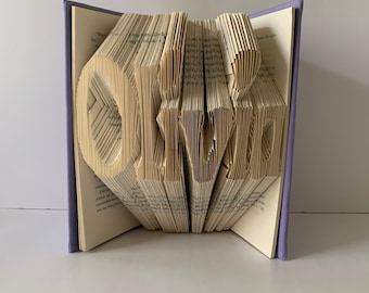 Best Selling Item - Name Sculpture - Up to Six Letters - Unique Book Art - Personalized Gift - Name Gift - Gift for Her - Birthday Art Gift