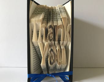 Thank You, Book Sculpture, Unique Book Art, Book Message, Folded Book Pages, into Words, Gift for Book Lover, Thank You Book, Thank You Gift