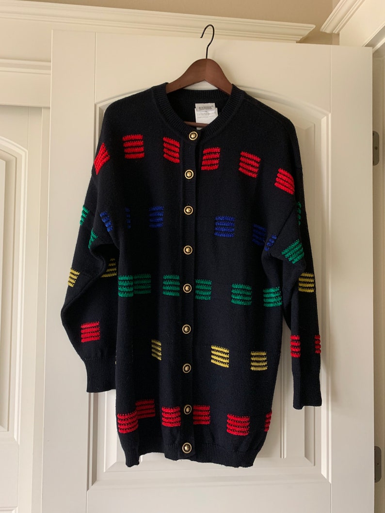 Striped Cardigan Preppy Cardigan Cardigan Sweater Women/'s Clothing 80/'s Cardigan Basler Sweater Multicolored Sweater Gold Buttons