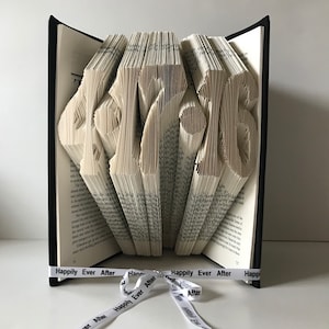 First Paper, Anniversary Gift, Save the Date, Date Sculpture, Unique Present, Gift for Book Lover, Unique Book Art, Date Book Fold, Date Art