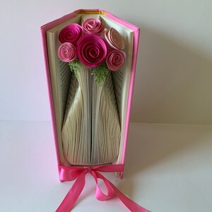 Top Selling Item - Folded Book Art - Vase with Paper Flowers - Unique Book Art - Gift for Her - Personalized Gift - For Book Lover - Origami