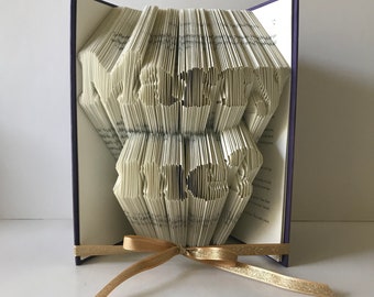 Surprise Proposal - Marry Me - Book Sculpture - Ask Her - Unique Proposal - Ask Him - Folded Book Pages into Message - Personalized Gift