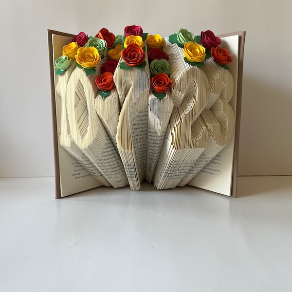 Paper Anniversary Date Sculpture: Recycled Book Art with Flowers