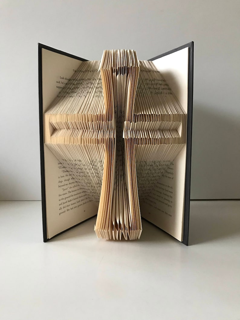 Catholic Priest Gift, Book Fold Cross, Cross Sculpture, Book Folding, Jesus Cross, Personalized Cross, Paper Anniversary, Religious Cross