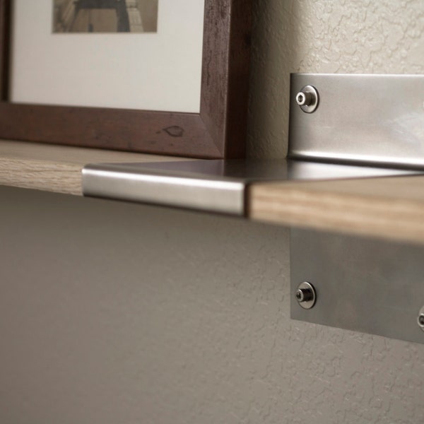 Modern-industrial Steel Shelf Brackets (pair) // Steel wall mount brackets