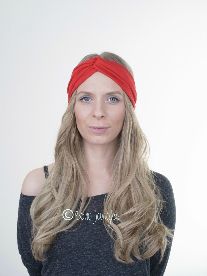 Red Headband Womens Headband Twist Hairbands Stretchy Etsy UK