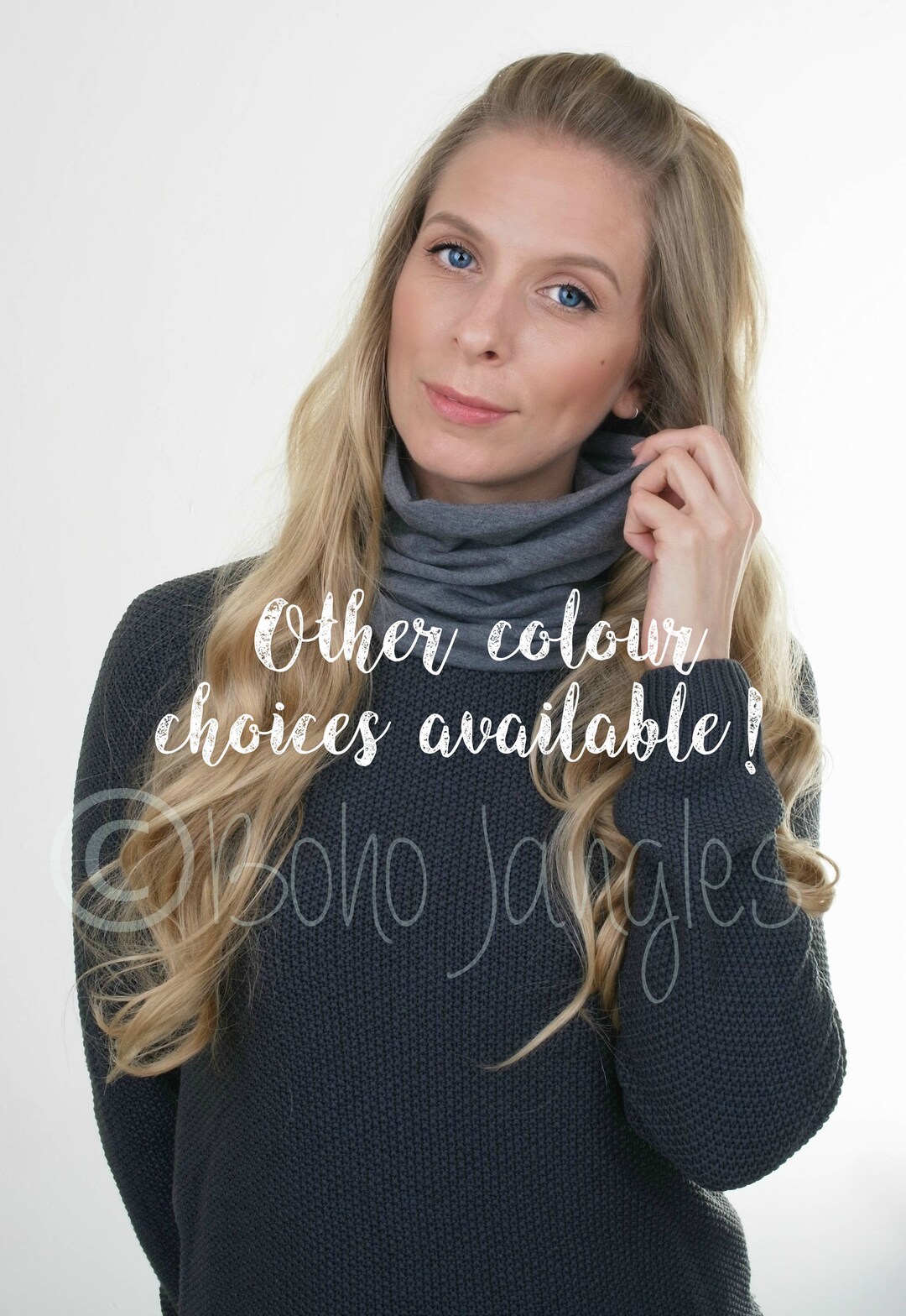 Neckwarmer Scarf Grey Navy Black Snood Stretchy Jersey Etsy