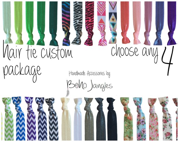 4 Custom Hair Ties You Choose Mix Pick 4 Stretchy Hair Ties Etsy