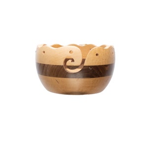 Handcrafted Solid Wood Yarn Bowls, 7 in x 3.5 in, From India Sheesham, Maple, Combination image 5
