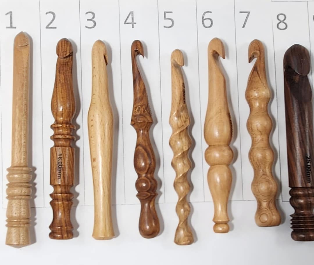 Large Ergonomic Wood Crochet Hooks Sizes 12mm to 25mm Multiple