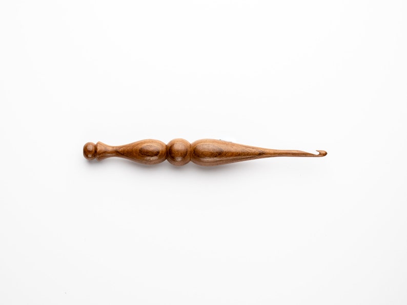 Turned Dark Wood Crochet Hooks, sizes 1m to 10mm image 1
