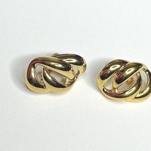 NEW Vintage Napier Gold Chain Links Earrings Gold Tone Chunky Screw Clip Signed