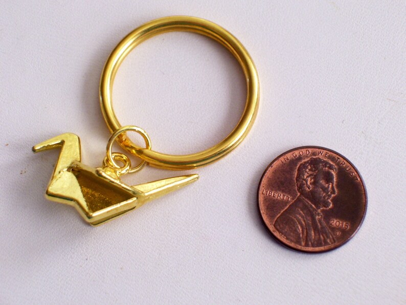 Origami Crane Keychain Gold Bird Keychain Gold Crane Key Etsy