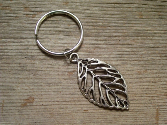 Nature Key Chain Leaf Key Ring Silver Leaf Keychain
