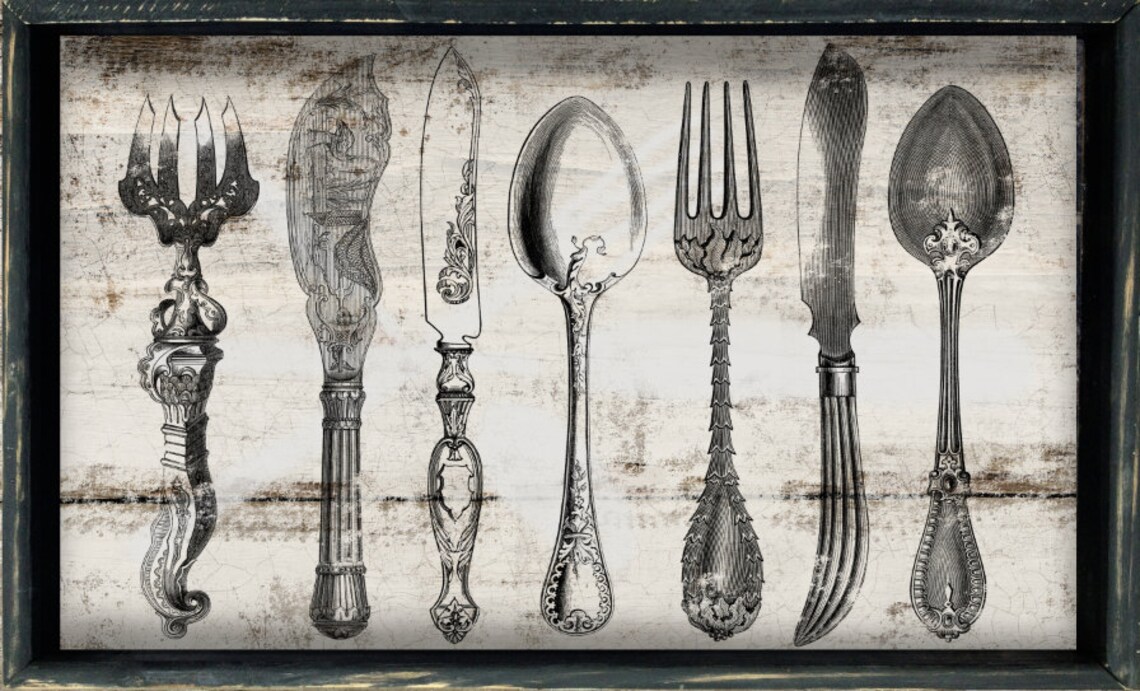 Wooden silverware sign Kitchen signs kitchen wall decor | Etsy