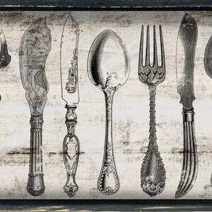 Wooden silverware sign Kitchen signs kitchen wall decor | Etsy