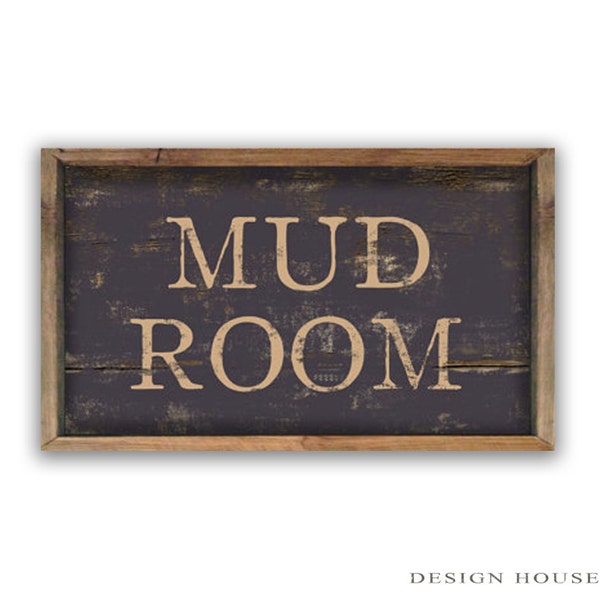 Mud Room signe en bois encadré dans le bois récupéré Mudroom signes Mudroom décor Salle de boue Plaques Salle de blanchisserie signes signes personnalisés enseignes ferme