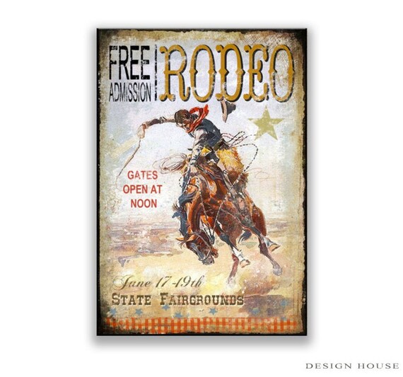 Vintage Style Rodeo Cowboy Sign. Cowboy Signs Cowboy Art Rodeo - Etsy