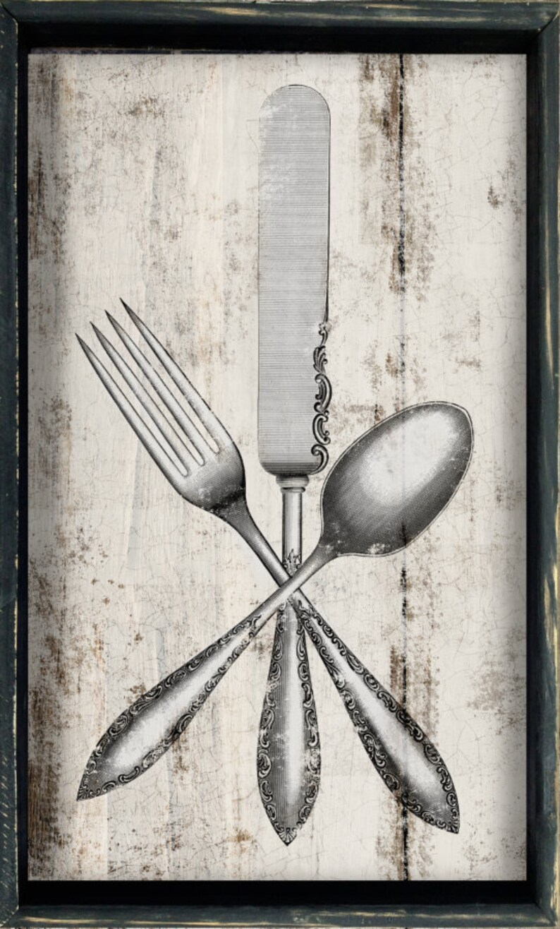 Wooden silverware sign kitchen wall art restaurant signs | Etsy