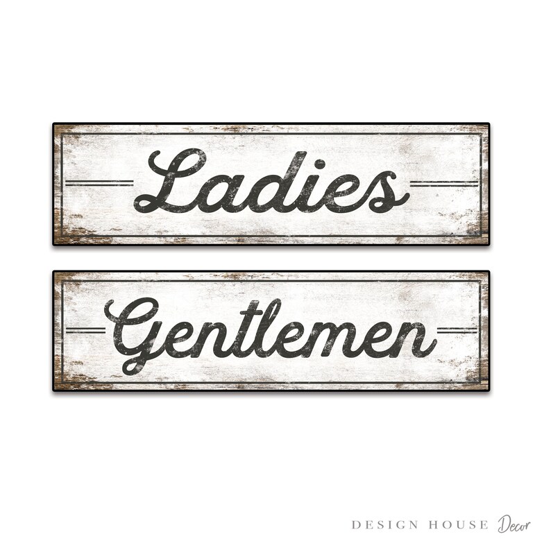 Retro Style Restroom Signs Ladies Gentlemen Signs Bathroom Etsy