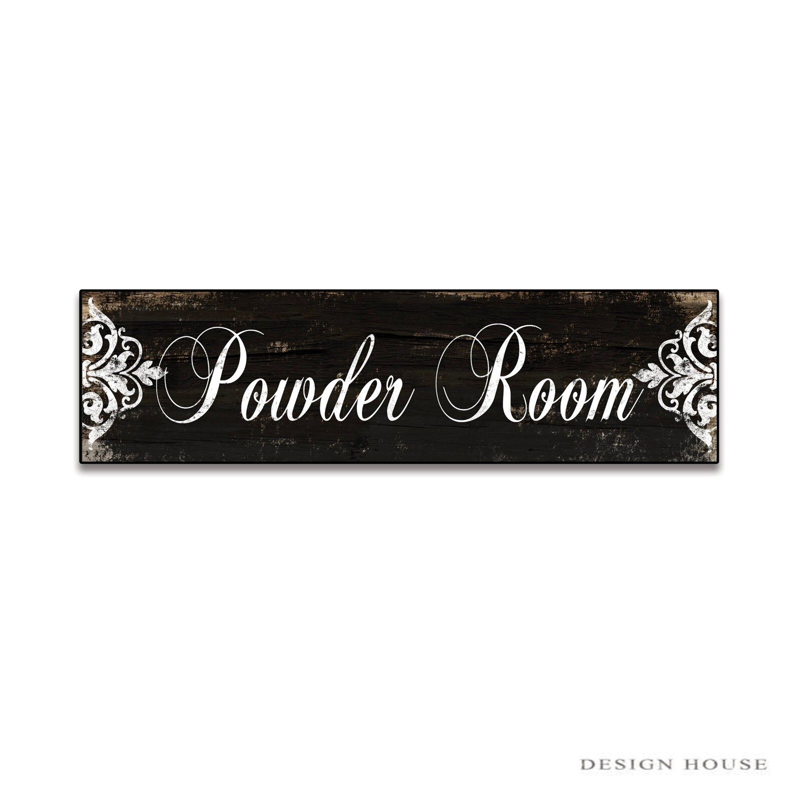 Black and White Powder Room Signs Bathroom Signs Restroom Etsy