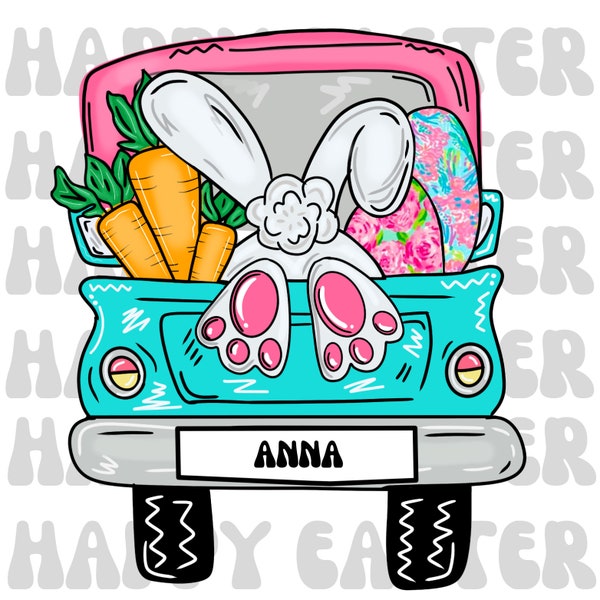 Personalized Easter Truck download with your name, Easter Digital editable art