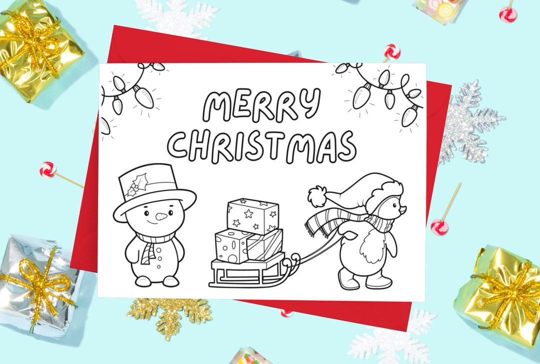 5"x7" Colorable Christmas Card, Printable Instant Download, Christmas ...
