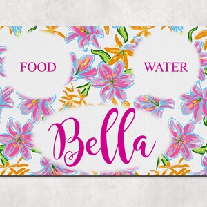 Floral Pet Food Placemat -Dog Food Mat - Dog Placemat - Petmat - Cat Food Placemat - Dog Feeding Mat - Cat Feeding Mat - Placemat