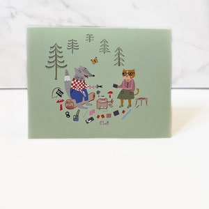 Crafting Friends Card | Cat and Wolf Card | Funny Cat Card