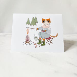 Carte de camping de chat | de voeux chat | Carte de chat heureux