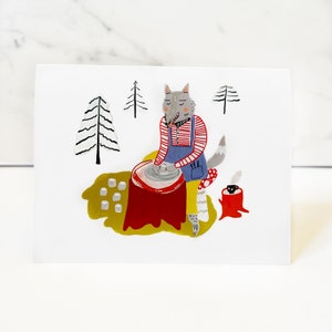 Pottery Wolf Card | Pottery Greeting Card | Pottery Card