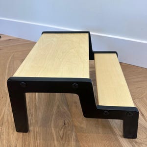 Natural Wooden Step Stool for Kids – Wide Two-Step Stool for Kitchen, Bathroom, Bedroom, Potty Training – Carter Robert Toys