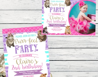 Kitten Princess Personalized birthday invitation- ***Digital File*** (Kitten-2017)