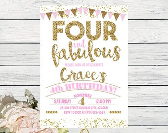 4th birthday invite etsy
