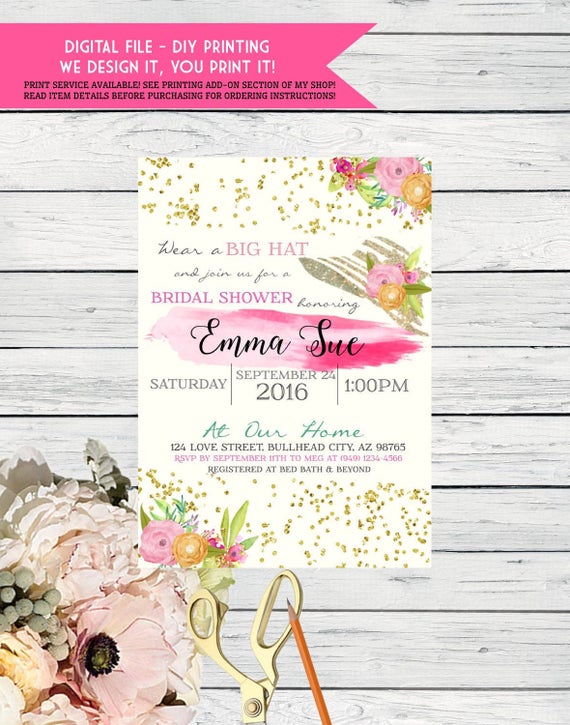 Big Hat Bridal Shower Invitations 10
