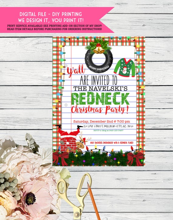 Redneck Christmas Party Ugly Sweater Party Invite Or Etsy