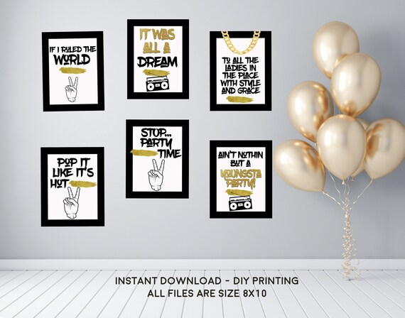 Two Legit 2 Quit Hip Hop Birthday Party Package Signs Party Etsy