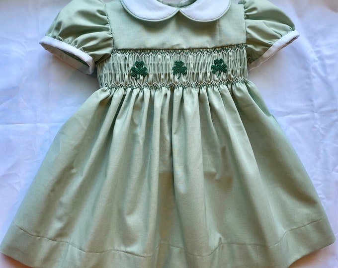 Green Floral Petra Baby Hand-Smocked Dress Set
