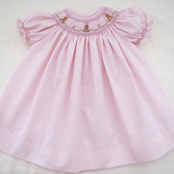 Petit Bebe Pink Corduroy Smocked Bishop Dress - Long Sleeves main image 1