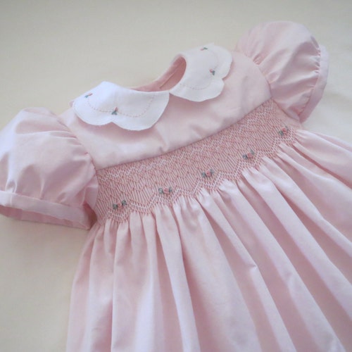 Beautiful Soft Pale Pink and White Classic Hand Smocked and | Etsy