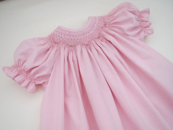 strapless open back dress Smocked Bishop Dress Toddler to baby Dresses Blue Heirloom Pink ecru