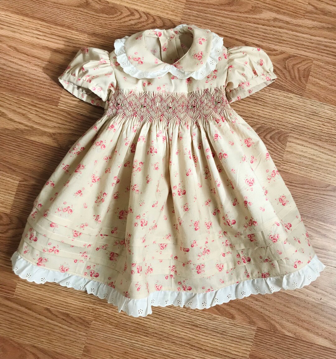 Vintage Look Hand Smocked Lacy Floral Cotton Dress for Baby - Etsy