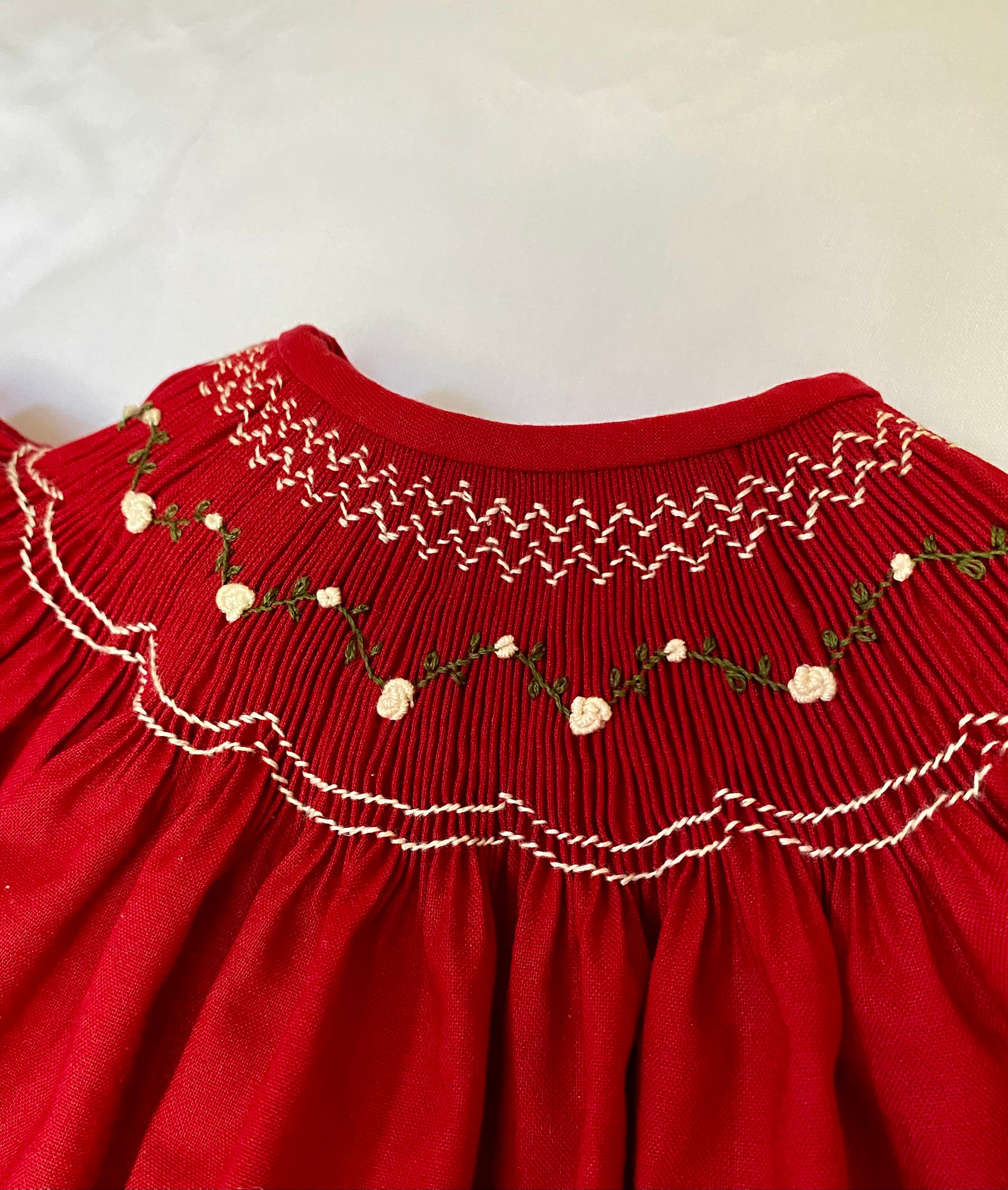 white christmas dresses Margaret Long Sleeve Smocked Christmas Dress main image 0