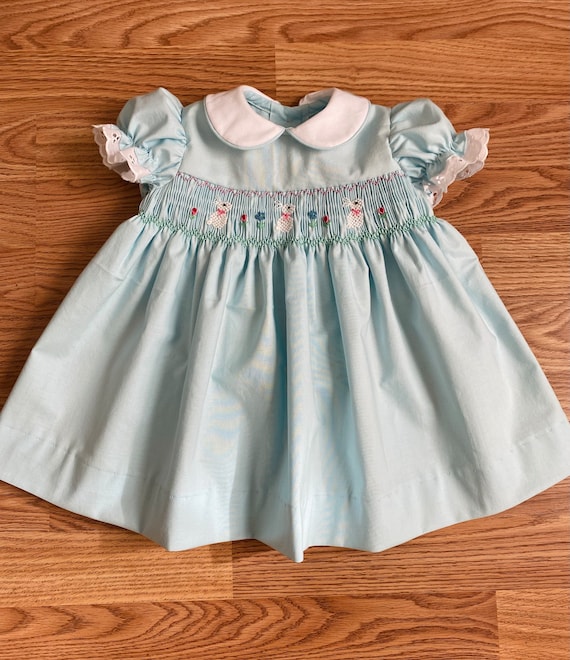 light blue smocked dress Light Blue Cotton Poplin Floral Smocked Midi Dress main image 0